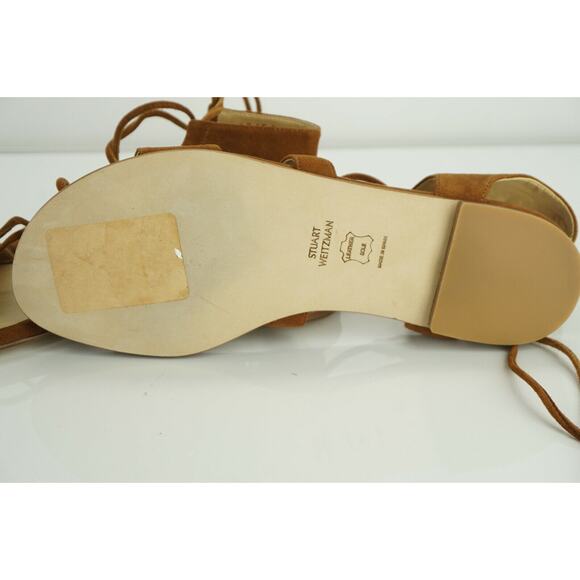 Stuart Weitzman The Romanflat Ankle Strap Flat Sandals Size 7 Gladiator $455 - Picture 8 of 12